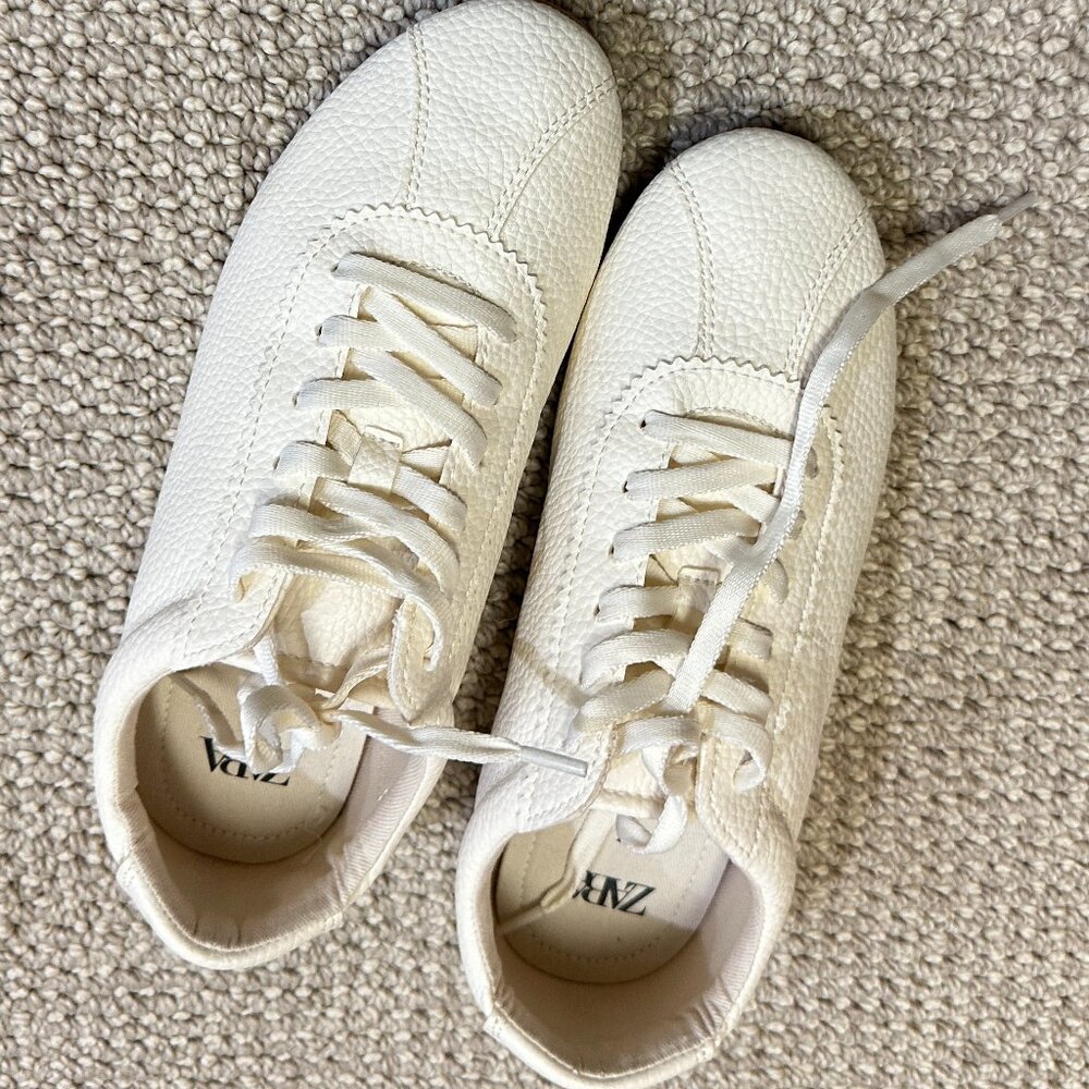 ZARA DERBY STYLE SNEAKERS WHITE - 37 - Picture 3 of 5
